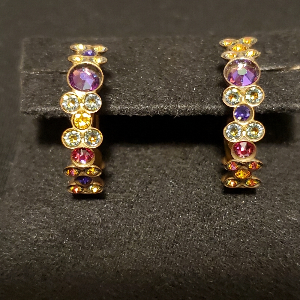 Sorrelli Crystal Floral Antique-Style Hoop Earring